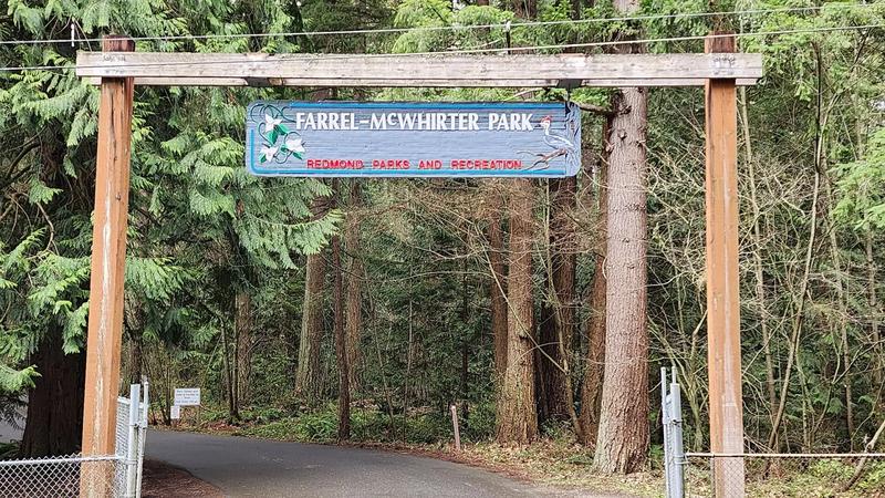 The entrance sign at Farrel-McWhirter Park in Redmond.